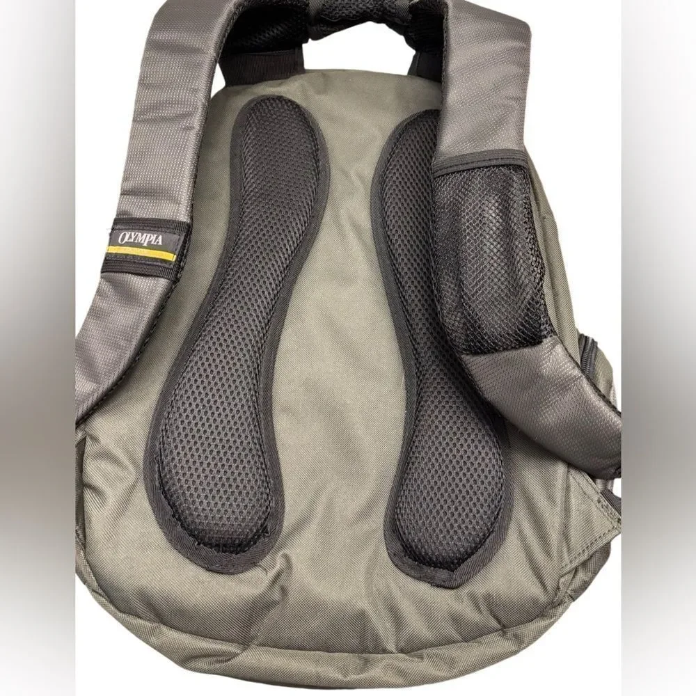 NWOT Olympia Backpack Green Black Laptop Travel School Bag Multi Pocket